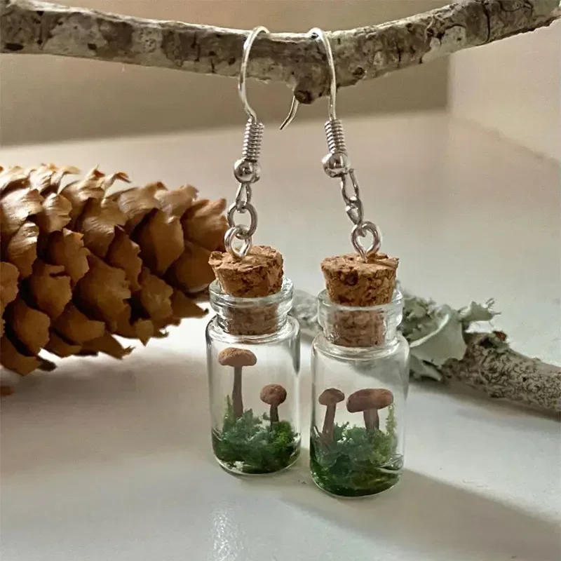 Preserved Moss Sheet - เห็ดจริงต่างหู Jar/ขวดเห็ดภาชนะแก้ว MOSS ต่างหู Cabin Leprechaun